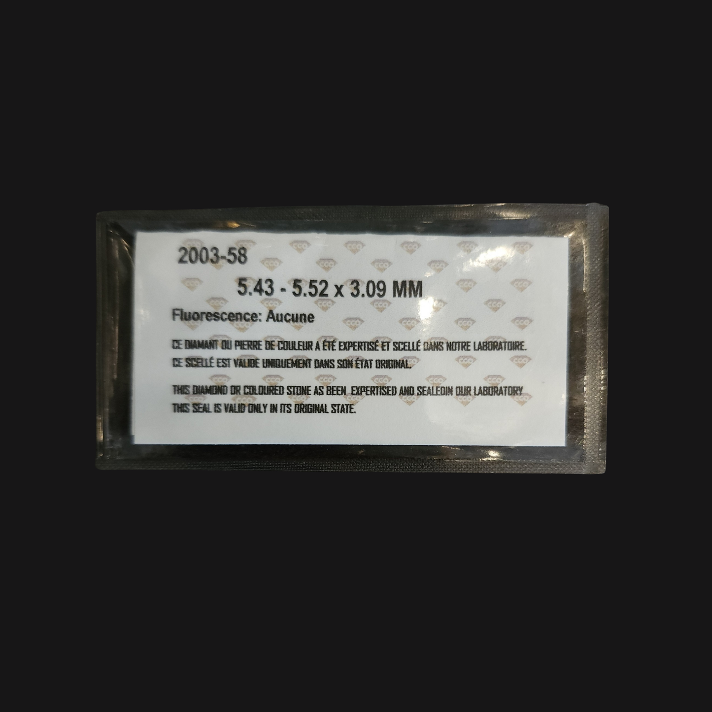 Diamant naturel 0,57 ct SI2 couleur G – certificat - Certifié Centre de Gemmologie du Québec – Conquer’or