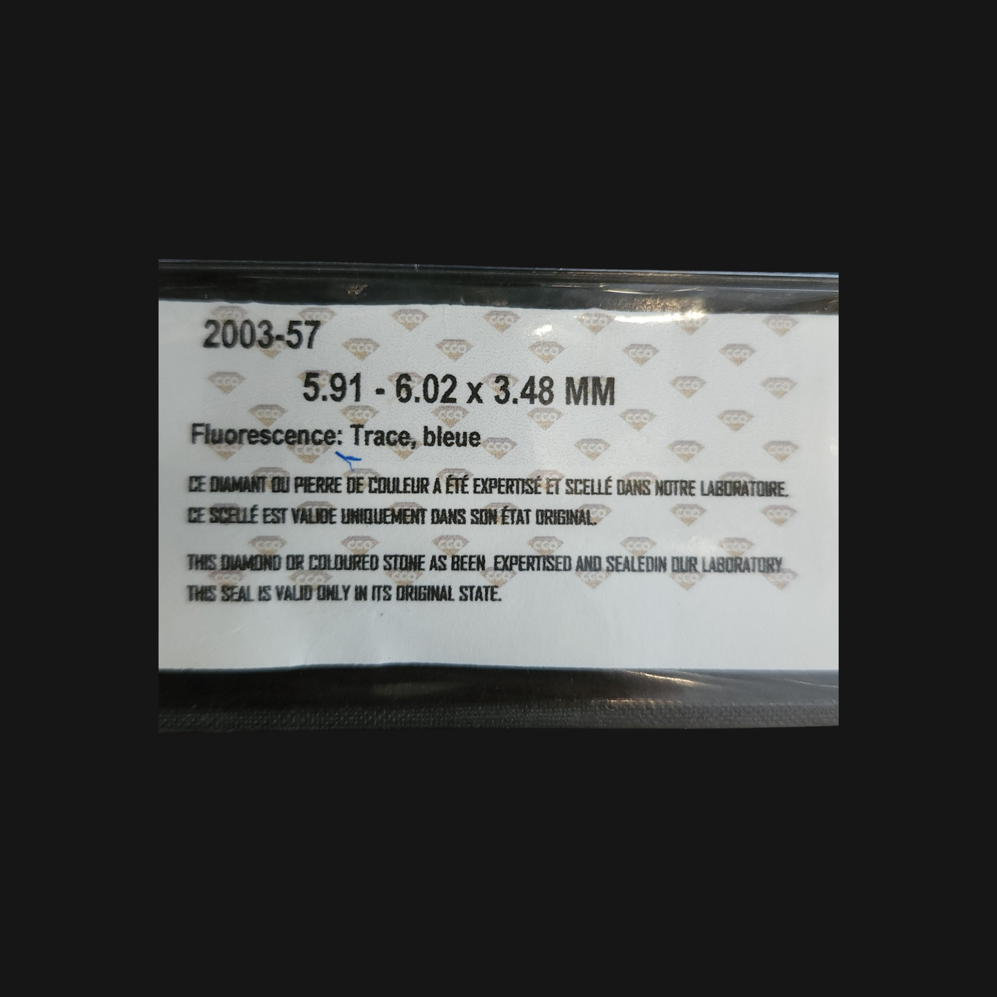 Diamant naturel 0,74 ct VS2 couleur I – certificat - détails du facettage – Certifié Centre de Gemmologie du Québec – Conquer’or