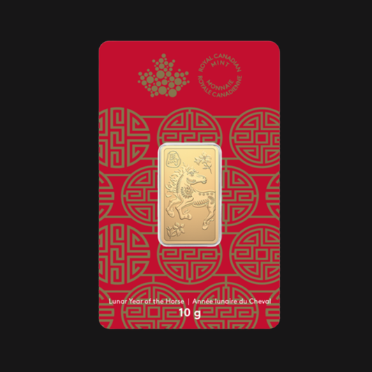 Lingot en or pur à .9999 (10 g) - MRC - Année lunaire du Cheval 2026