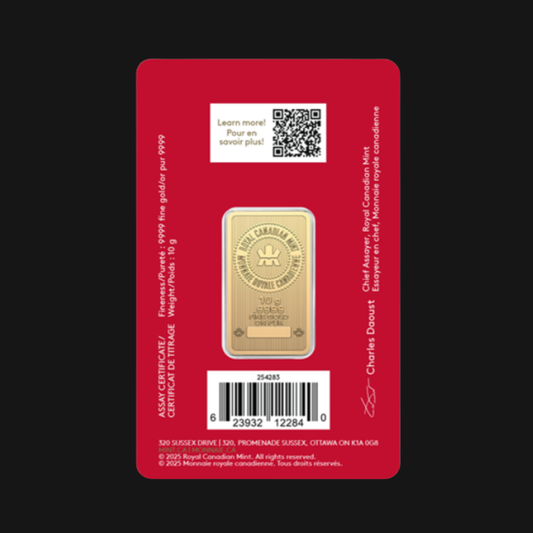 Lingot en or pur à .9999 (10 g) - MRC - Année lunaire du Cheval 2026