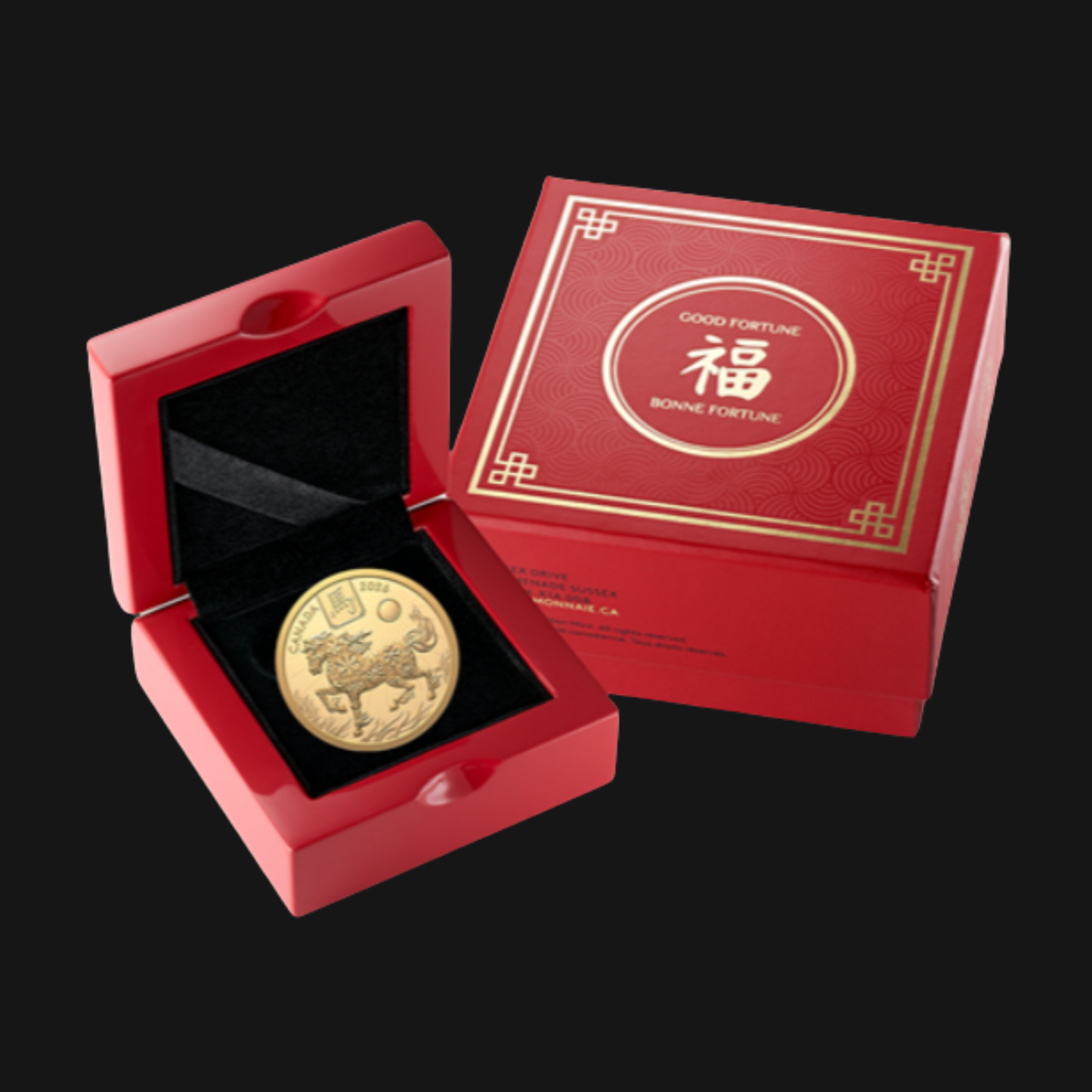 Pièce en or pur .9999 - 100$ (15.43g) - MRC - Année lunaire du Cheval 2026