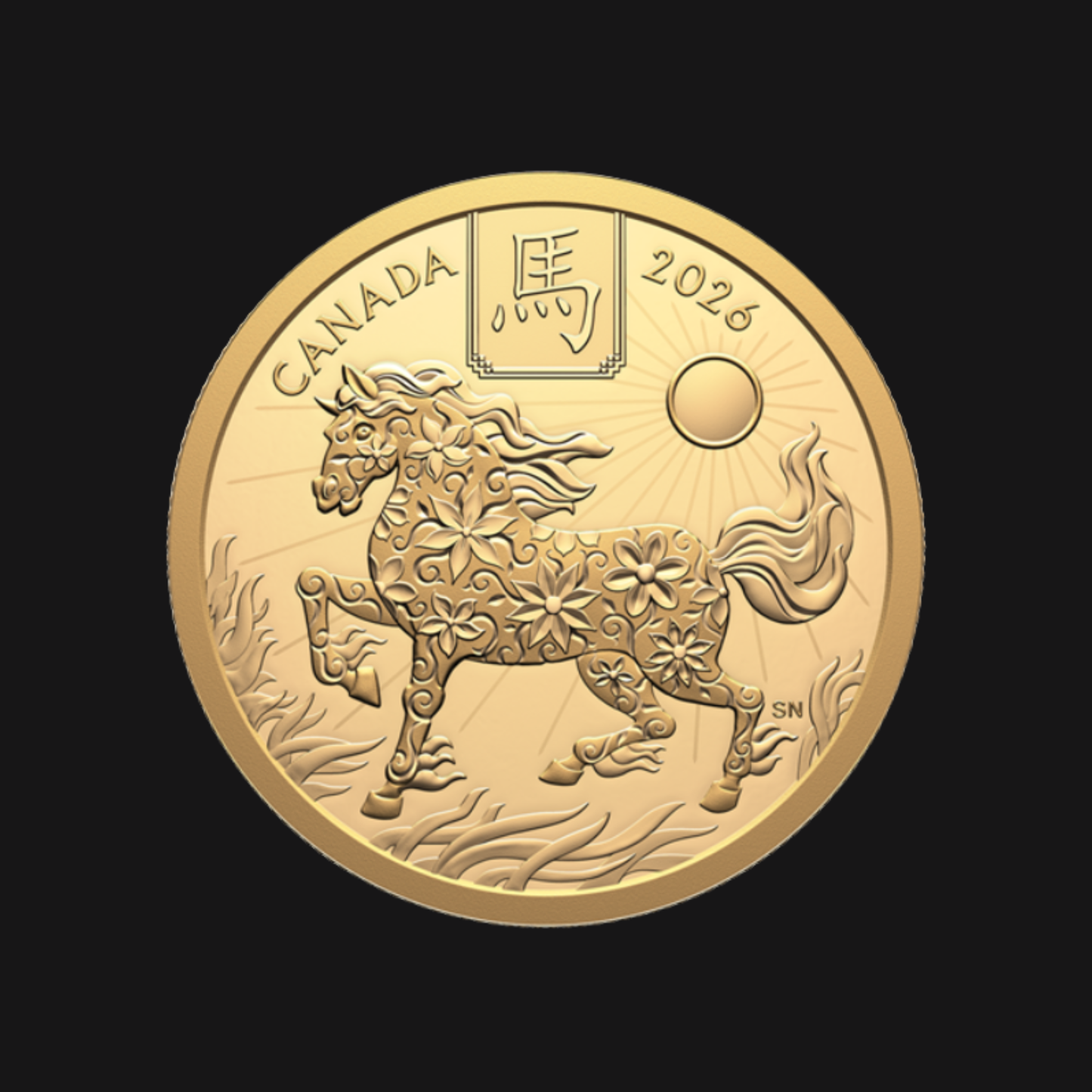 Pièce en or pur .9999 - 100$ (15.43g) - MRC - Année lunaire du Cheval 2026