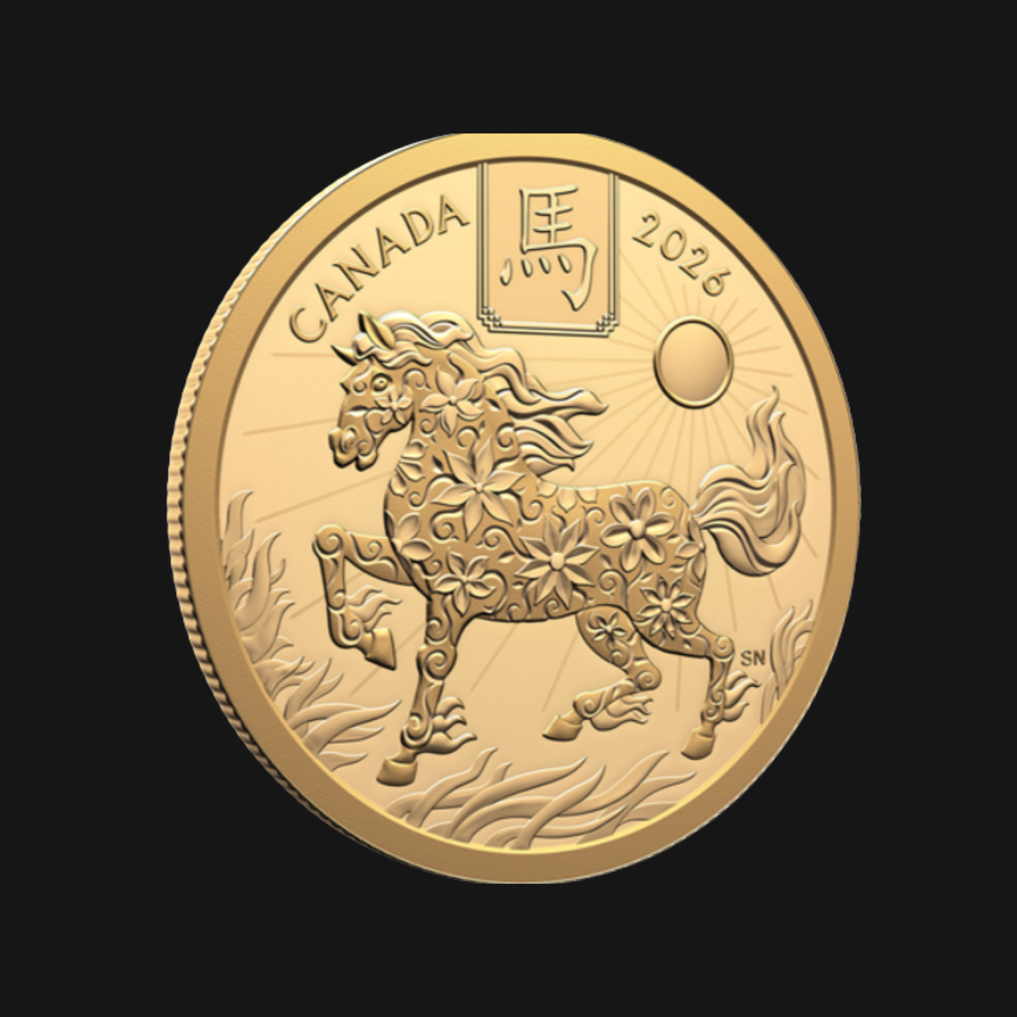 Pièce en or pur .9999 - 100$ (15.43g) - MRC - Année lunaire du Cheval 2026