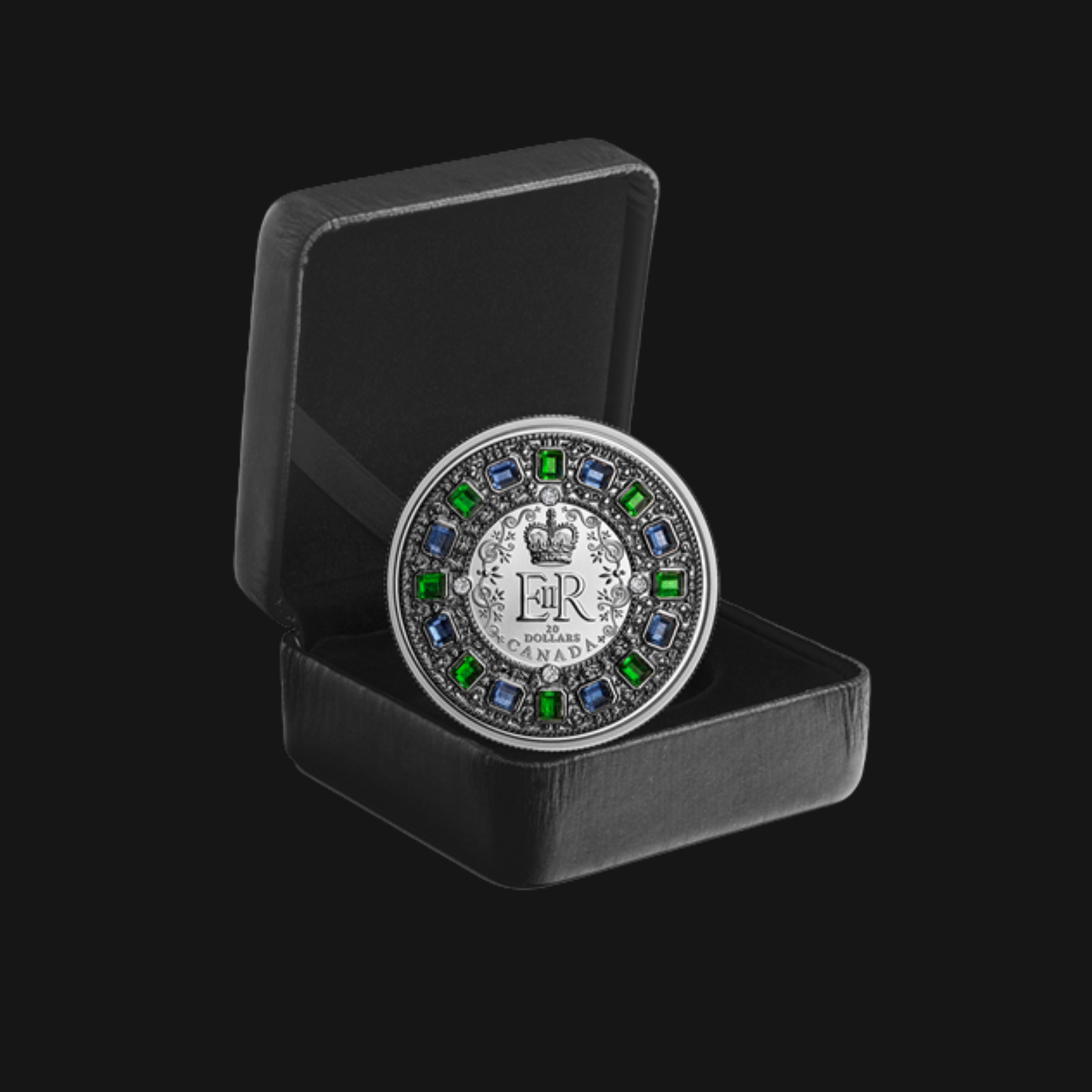 Pièce en argent pur 1 oz – Couronne impériale d’apparat – Elizabeth II – RCM – Recto – emballage - Groupe Conquer’or
