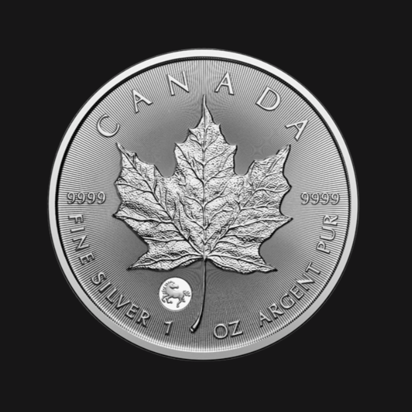 Pièce en argent fin .9999 – 5 $ (1 oz) – MRC – Précieuse Feuille d'érable, Marque privée : Année du Cheval – Pièce d'investissement 2026