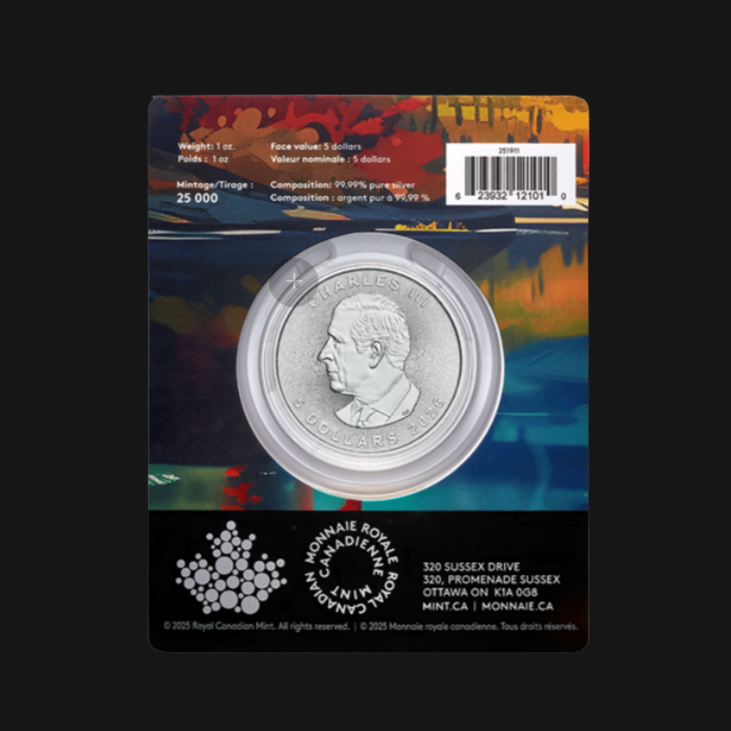 Pièce en argent fin .9999 – 5 $ (1 oz) – MRC – Précieuse Feuille d'érable, Marque privée : Loup – Pièce d'investissement 2026