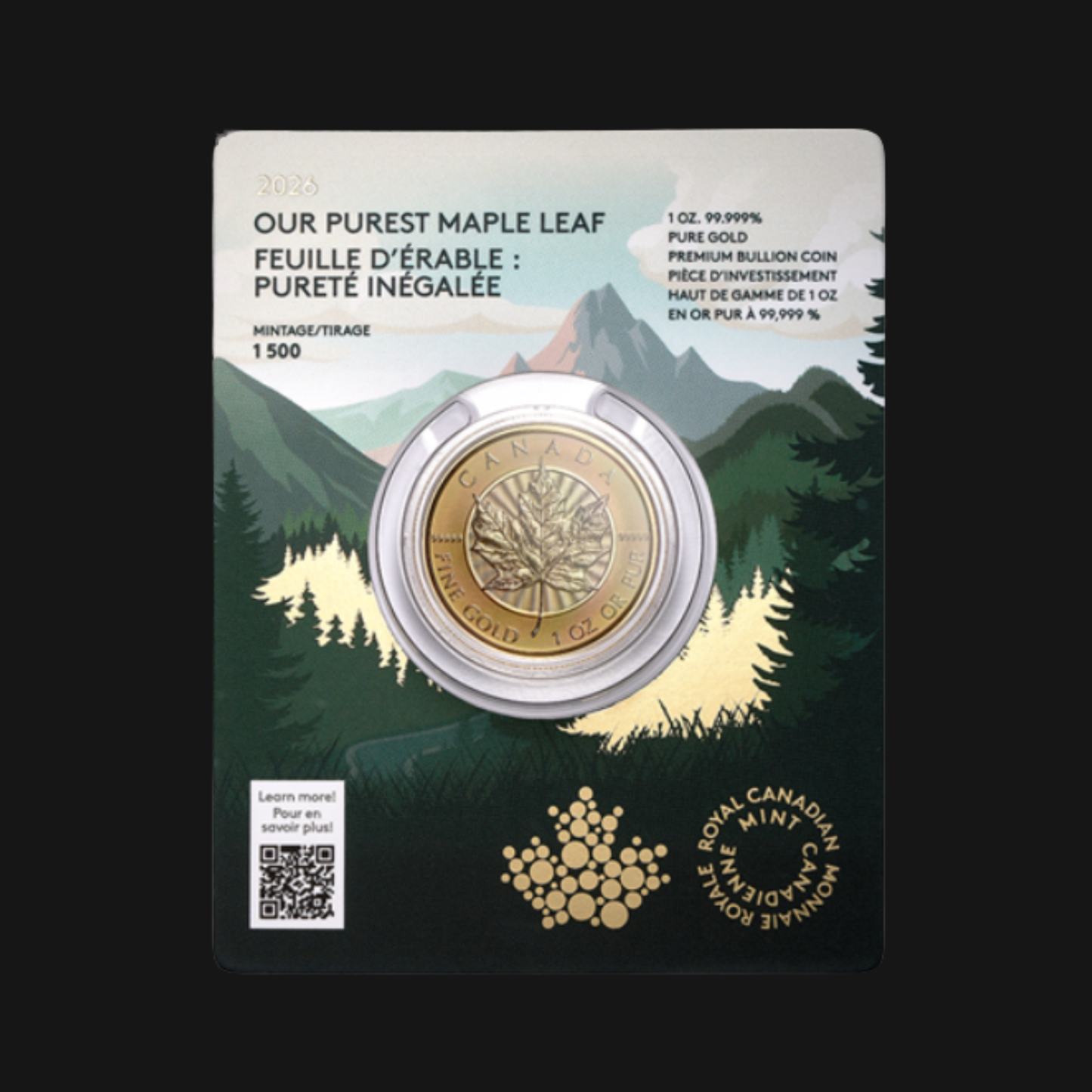 Pièce en or pur .99999 (1oz) - MRC - Feuille d’érable : Pureté inégalée 2026