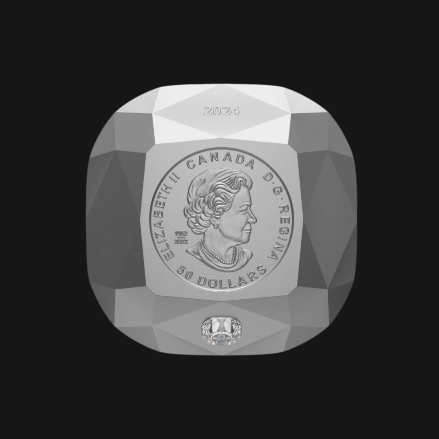 Pièce en forme de diamant en argent pur .9999 (80,4 g) - MCR - Diamant De Beers Ideal coussin 2024