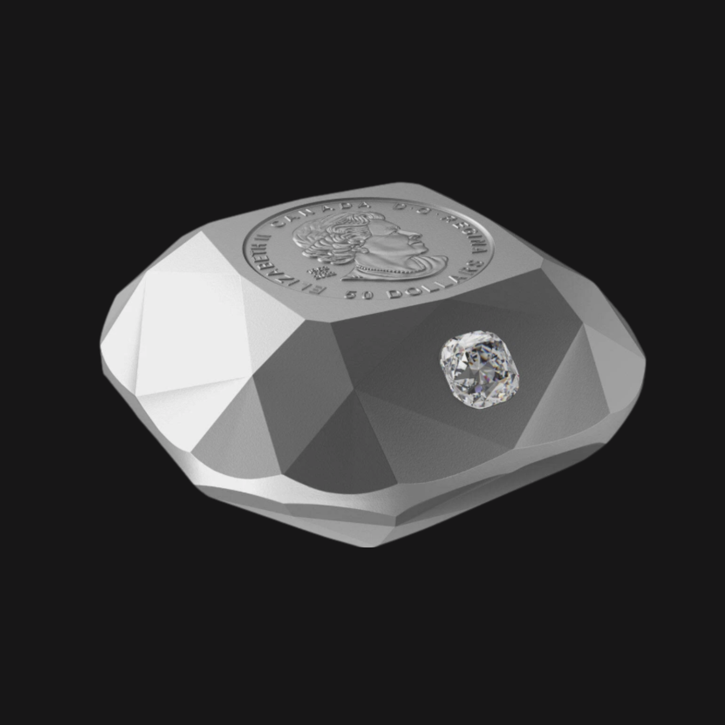 Pièce en forme de diamant en argent pur .9999 (80,4 g) - MCR - Diamant De Beers Ideal coussin 2024