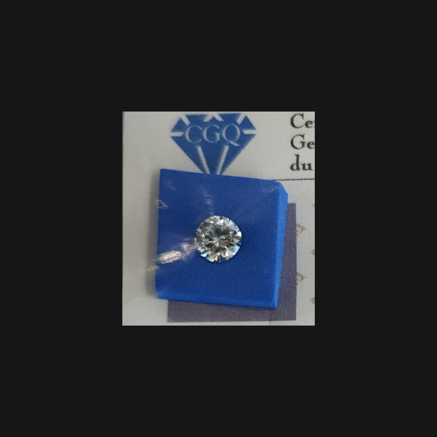 Diamant naturel 0,57 ct SI2 couleur G – détails du facettage et de la brillance – zoom - Certifié Centre de Gemmologie du Québec – Conquer’or